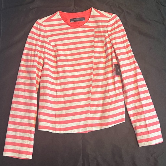 The Limited Jackets & Blazers - The Limited Coral and Cream Striped Blazer